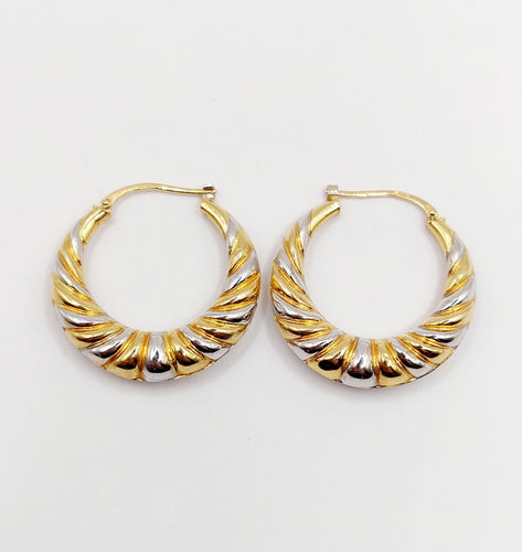 Boucles d'oreilles Créoles vintage or blanc et or jaune 58 Facettes A05948