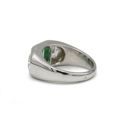 Bague 53 Bague art deco en platine, émeraude et diamants tailles anciennes 58 Facettes 1273