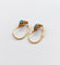 Boucles d'oreilles Dormeuses or jaune, cabochons de turquoises sur monture en fleur (circa 1900) 58 Facettes A05448