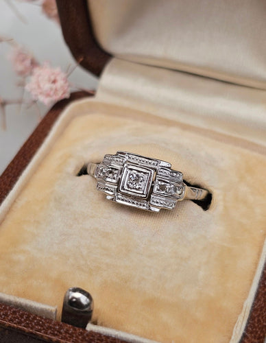 Bague 55 Bague Art Déco Diamants Or Blanc et Platine 58 Facettes 579