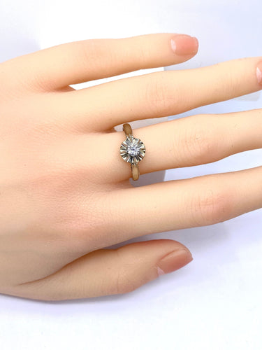 Bague 54 Bague solitaire or blanc et platine, diamant 0,10 carat 58 Facettes AB622