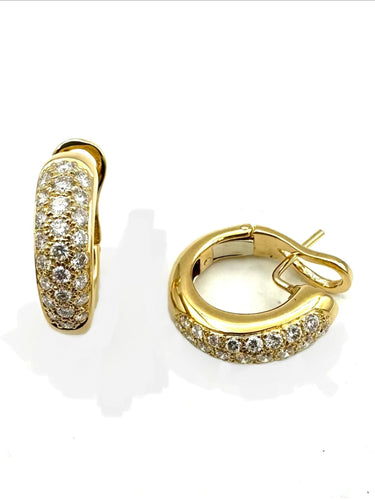 CARTIER. Vintage gold and diamond earrings 