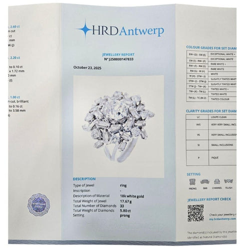 Bague 52 Bague en or blanc sertie d'un diamant naturel taille ancienne de 2,60 carats, certifié HRD. 58 Facettes E33