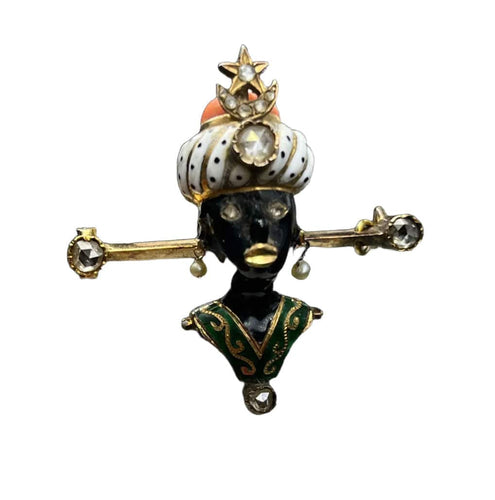 Broche Broche en or et émaux polychromes « Moretto » – Chef-d'œuvre de l'atelier A. Gigante 58 Facettes