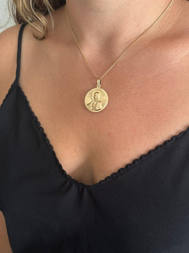 Pendentif Médaille du scapulaire en or rose recto verso 58 Facettes