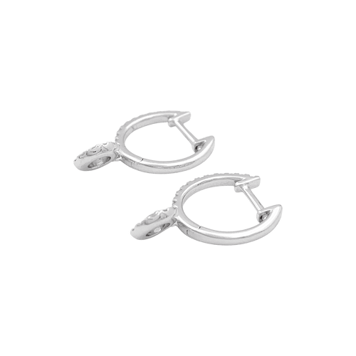Boucles d'oreilles Paire de créoles or blanc, diamants. 58 Facettes 34636