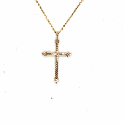 Collier Croix sur Chaine Or Jaune Diamants "Battista" Maria Battaglia 58 Facettes