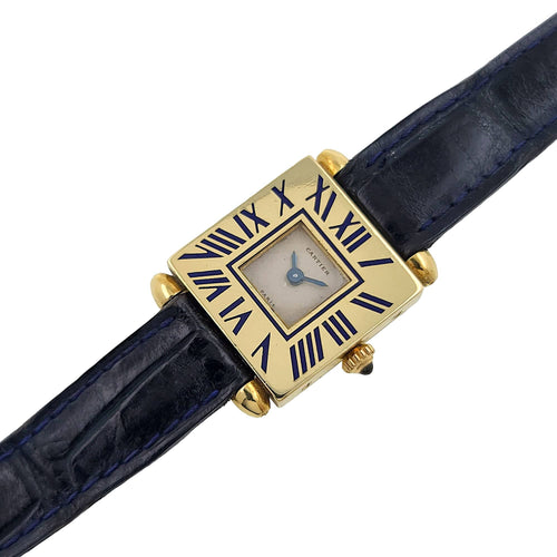 Montre Rare! - CARTIER - Quadrant Blue Enamel watch 58 Facettes