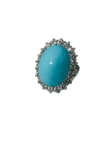 Bague 52 Bague en or blanc, turquoise et diamants 58 Facettes 258944