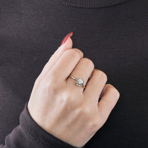 Bague 59 Bague Solitaire Diamant 0,60ct or blanc et platine 58 Facettes