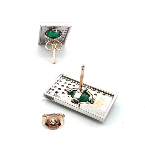 Boucles d'oreilles Boucles d'oreilles en or blanc et jaune 18 carats avec émeraudes et diamants 58 Facettes