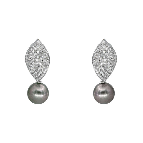Boucles d'oreilles Boucles d'oreilles  Pendantes Or blanc Diamant, Perle de tahiti 58 Facettes 4410629CN