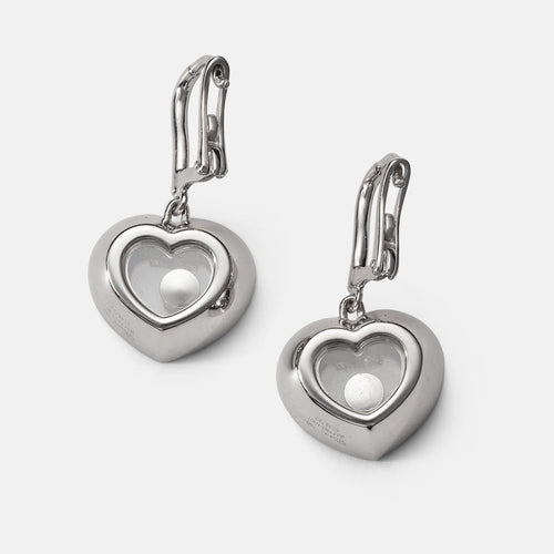 Boucles d'oreilles CHOPARD - Boucles d'oreilles cœur Happy Diamonds en or blanc et diamants 58 Facettes