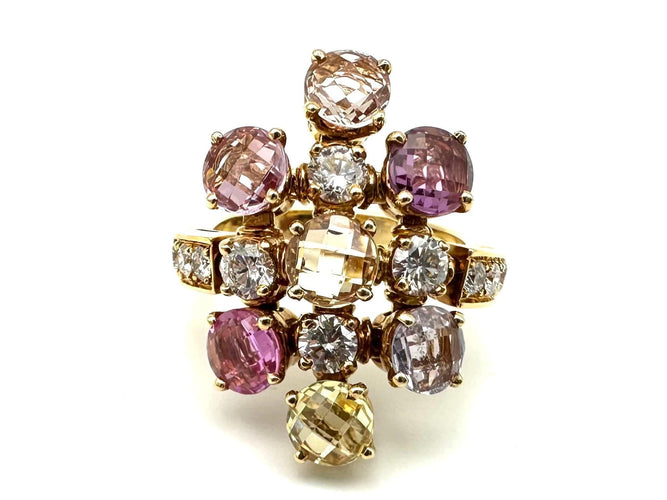 Bague 54 BVLGARI. Collection "Allegra", bague or jaune, saphirs de couleur et diamants 58 Facettes