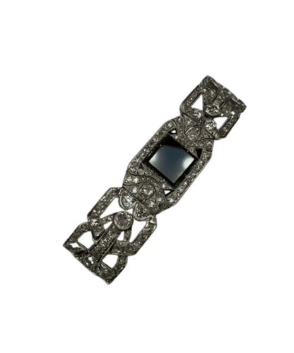 Broche Broche art deco platine diamants onyx 58 Facettes 220203