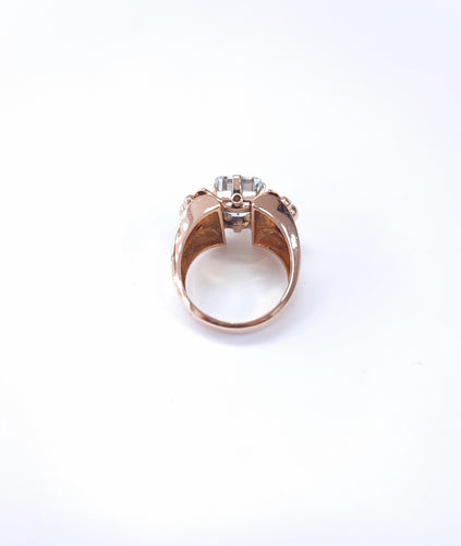 Bague 55 Bague Tank or rose et aigue-marine 58 Facettes BagTank.A.M-1725