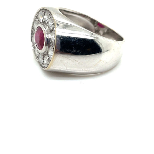 Bague 60 Bague Jonc Or Blanc Rubis Diamants 58 Facettes