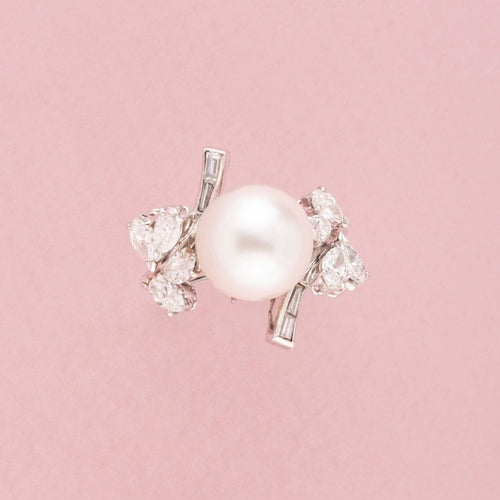 Bague 54 Bague perle des Mers du Sud et diamants en or blanc 18K 58 Facettes
