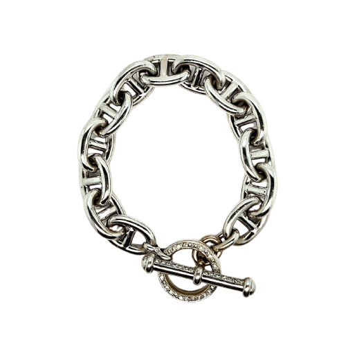 Bracelet Bracelet en or blanc, Maille "Marine", Fermoir "Bâtonnet", Pavé de Diamants 58 Facettes