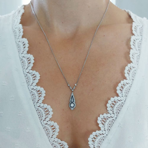 Pendentif Pendentif Art Déco Ecliptis platine, diamants, saphirs 58 Facettes 200