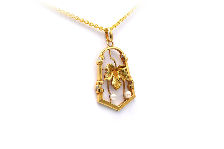 Pendentif Pendentif Art Nouveau or jaune serti de perles 58 Facettes 20414