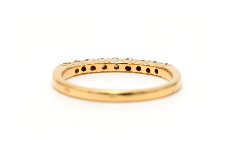 Bague 51 Alliance demi-américaine en or jaune 18 carats sertie de diamants taille brillant 58 Facettes 23232