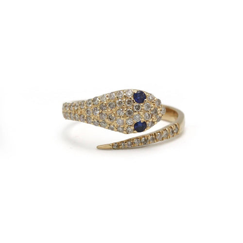 Bague 53 Bague serpent en or, diamants et saphir 58 Facettes 1290