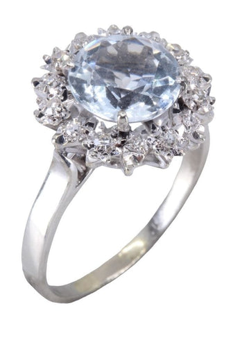 Bague 57 Bague ancienne aigue-marine et diamants 58 Facettes 086791