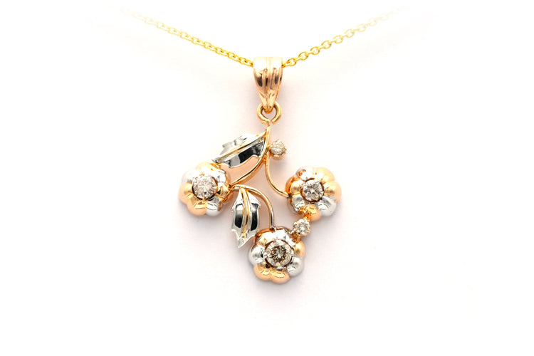 Pendentif Pendentif Art Nouveau en or blanc et rose serti de diamants 58 Facettes 20175