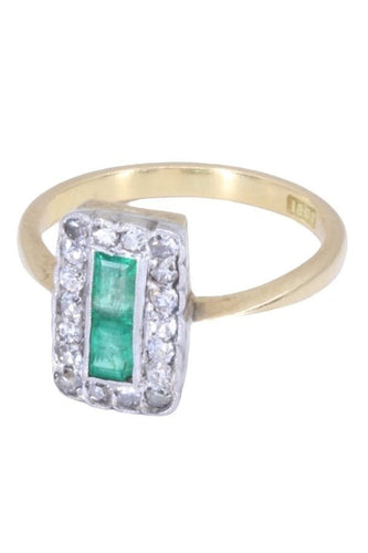 Bague 54 BAGUE ANCIENNE ÉMERAUDES ET DIAMANTS 58 Facettes 086361