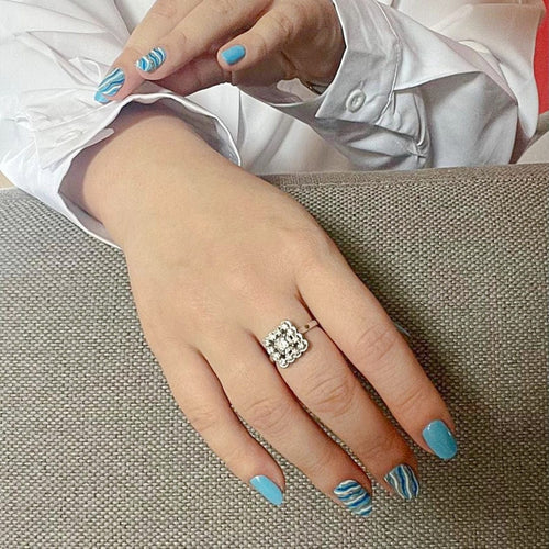 Bague Bague Vintage carrée - Diamants 0,44 carat - Or gris 18 K et platine 58 Facettes AA 1697