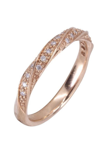 Bague 52 Demi-alliance or rose diamants 58 Facettes 092481