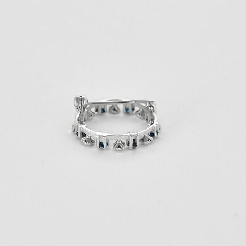 Broche Broche or gris, pierre blanches et saphirs 58 Facettes MON0701