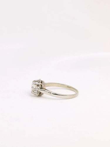 Bague 54 Solitaire ancien or platine diamant taille ancienne 58 Facettes J326
