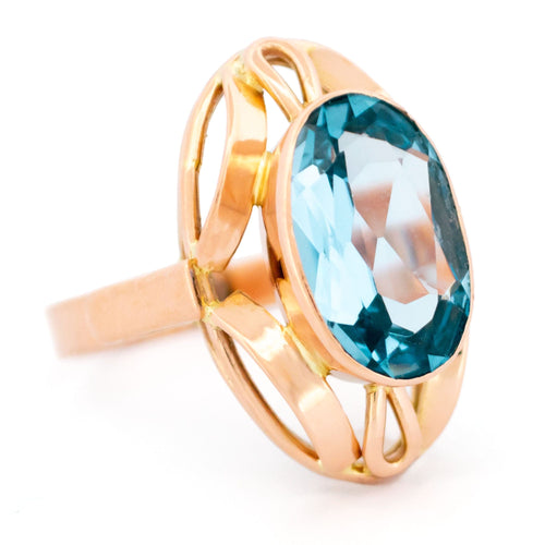 Bague 60 Bague en or jaune 14 carats avec aigue-marine 58 Facettes B4E77FDDF47141108E456464A9E87177