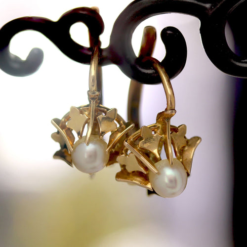 Boucles d'oreilles Boucles d'oreilles dormeuses or rose et perles de culture 58 Facettes CVBO35