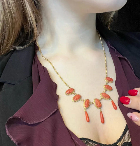Collier Collier en or jaune avec camées, inspiré de la Rome antique 58 Facettes