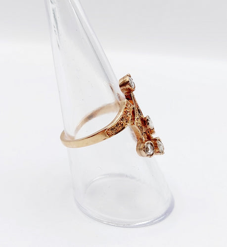 Antik hertuginde-ring i 14k rosaguld og rosen-cut diamanter 