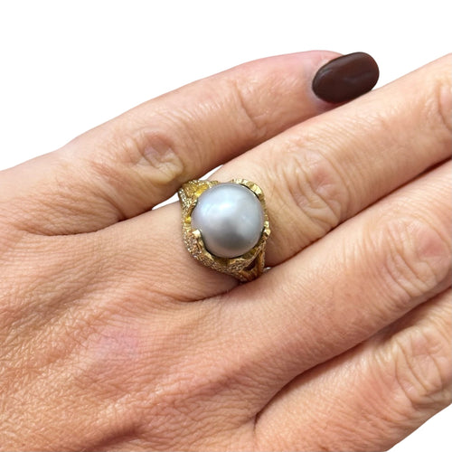 Bague 53 Bague Samira 13 or jaune, perle de Tahiti et diamants 58 Facettes 219