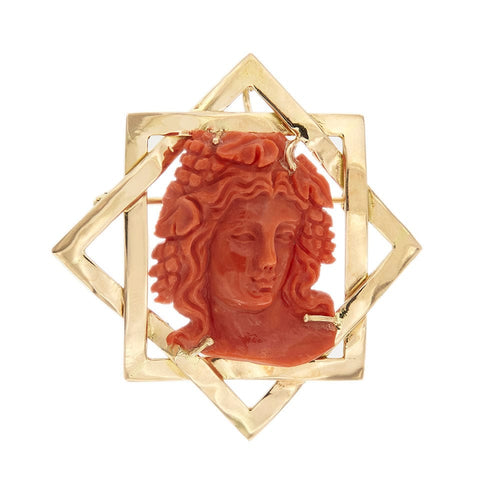 Pendentif Broche pendentif en or rose avec corail 58 Facettes 35138