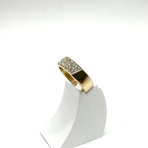 Bague jonc or jaune et diamants 58 Facettes Z1351602