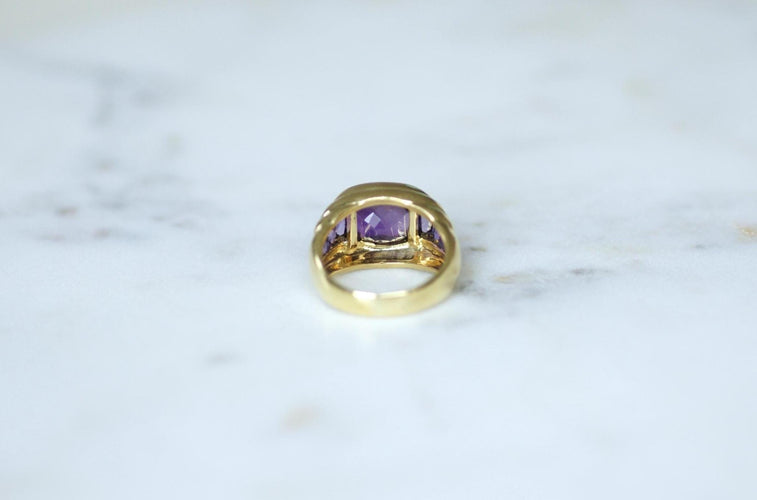 Bague 49 Bague à gaudrons Or Jaune, Améthyste 58 Facettes