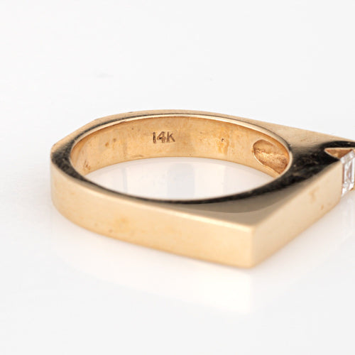 Bague 53 Bague carrée en diamant avec anneau empilable, style vintage, or jaune, bijoux fins 58 Facettes G14045