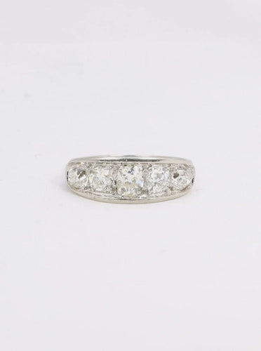 Bague 57 Bague jarretière Belle Epoque platine diamants taille ancienne 58 Facettes J302