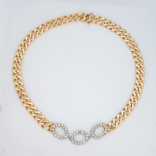 Collier vintage années 80 Diamant Curb Link Collier Choker 58 Facettes G13174