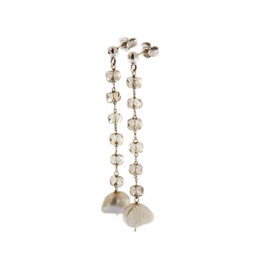 Boucles d'oreilles Boucles d'oreilles pendantes quartz fumé et perles 58 Facettes 31650