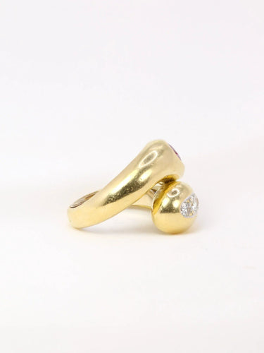 Bague 52 Bague vintage serpent en or, rubis et diamants 58 Facettes J37