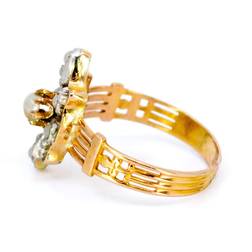 Bague 52.5 Bague perle antique en or 18k et argent 835 58 Facettes 848F055D9EDA4B45826F7725309F7753