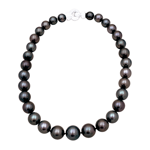 Collier Collier perles de Tahiti, or blanc, diamants. 58 Facettes 34083