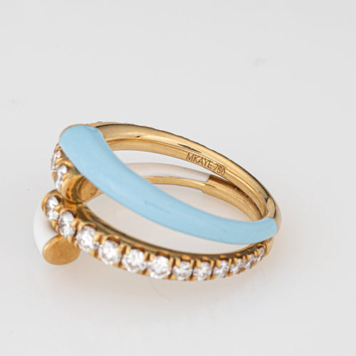 Bague 53 Bague en or jaune et diamants émaillés Melissa Kaye, bijoux fins 58 Facettes G14021